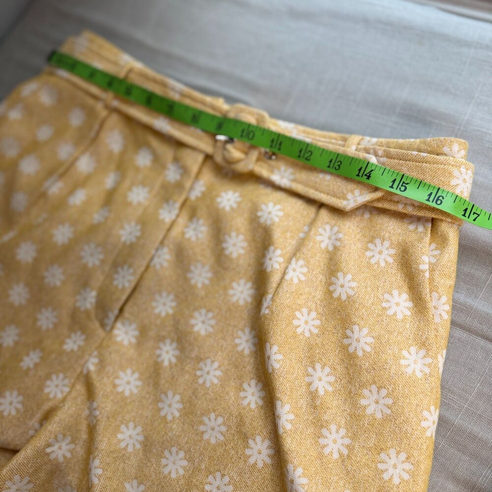 Aureum Shorts Women's Large Daisy Print Belted High Waist Cottage Core - Picture 3 of 8